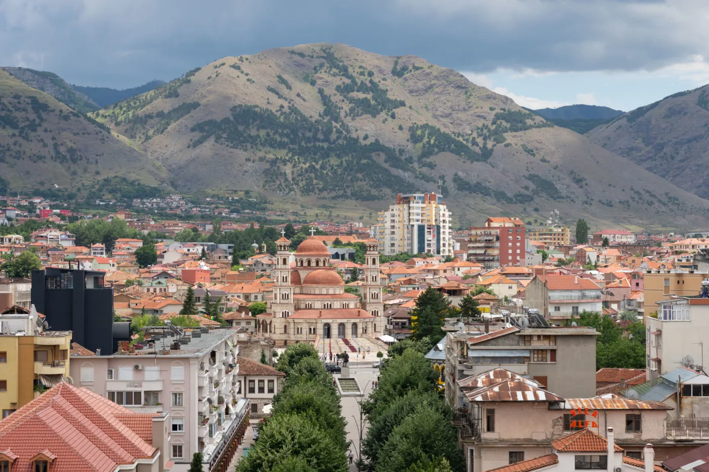 Panoramic view of Korce, Albania — the Little Paris of Albania
