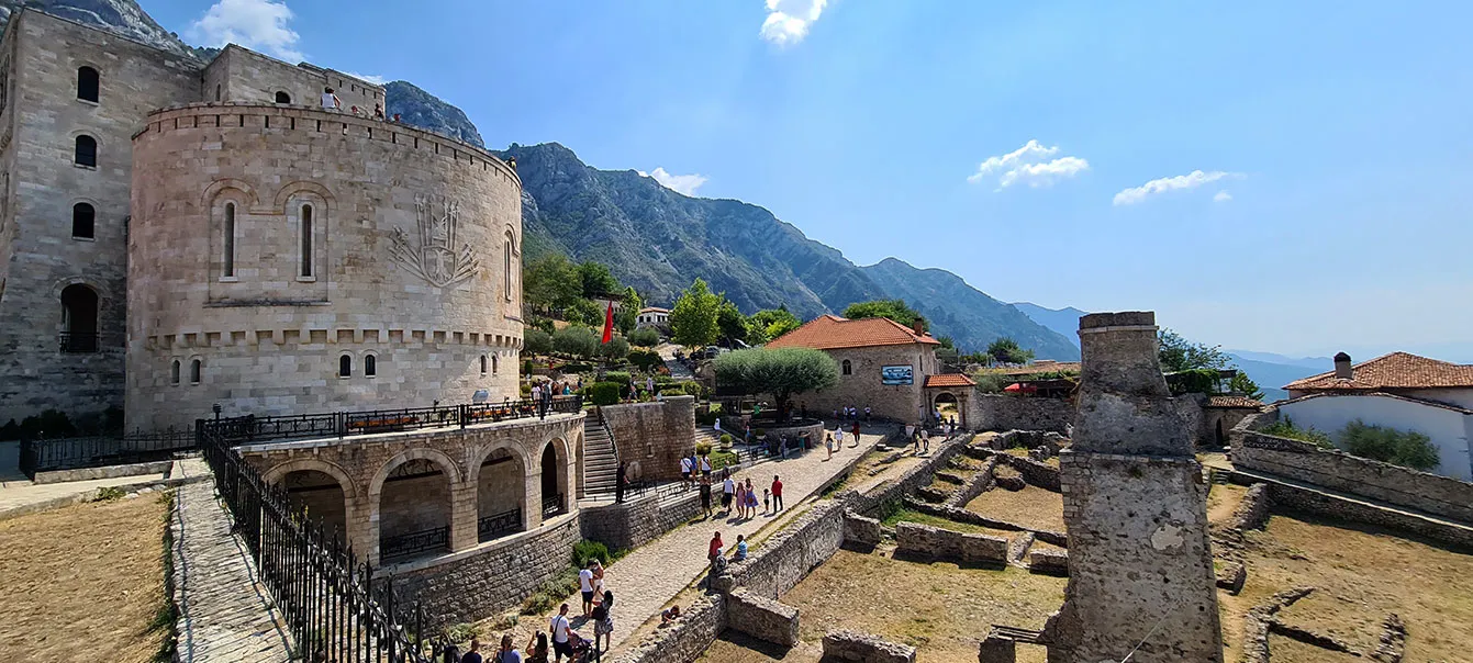 Panoramic view of Krujë Castle, Albania — the fortress of Skanderbeg