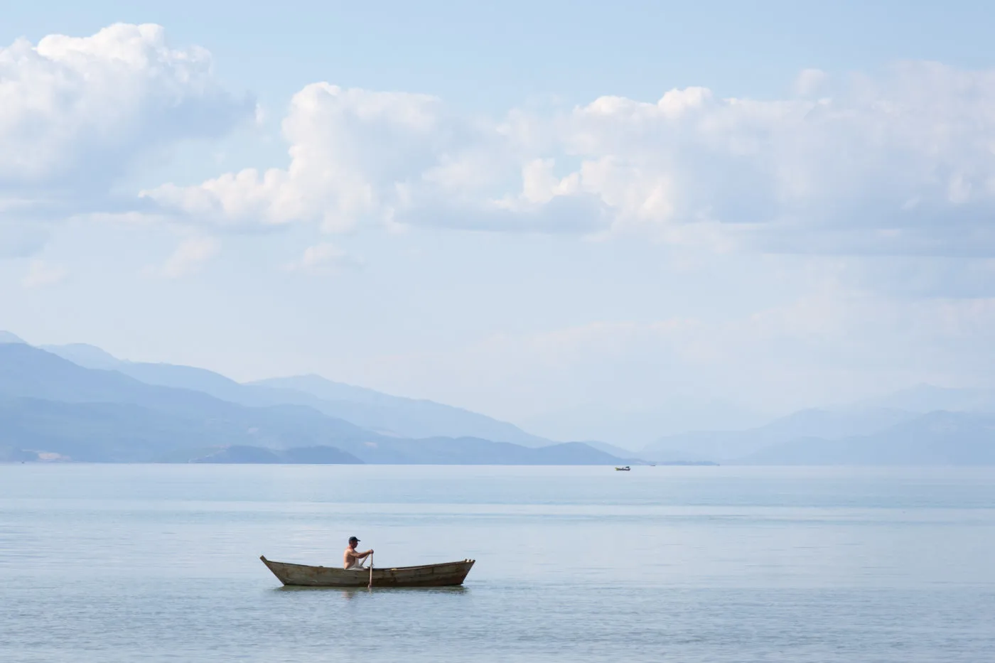 Panoramic view of Lake Ohrid from Pogradec, Albania