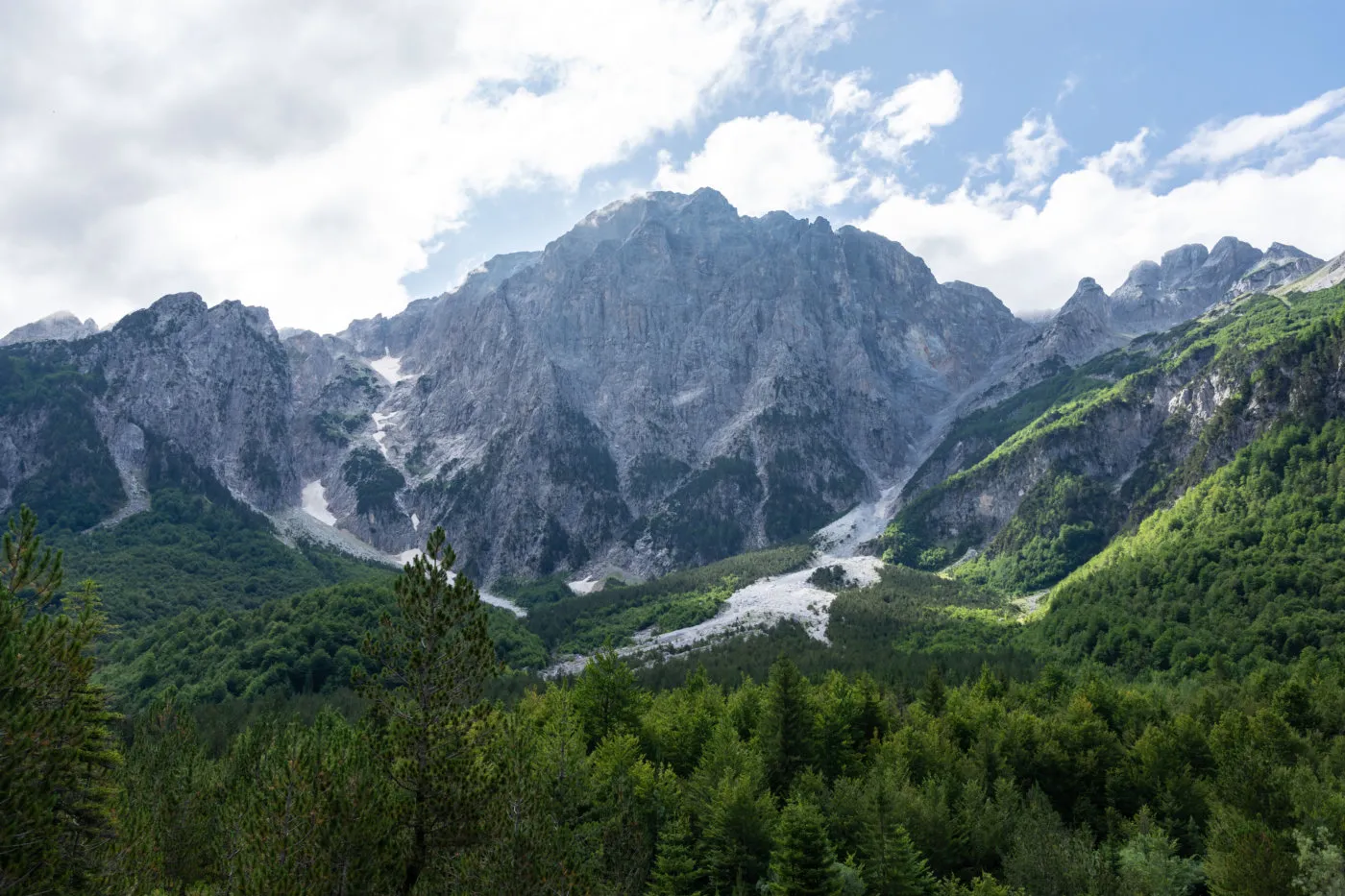 Panoramic view of Valbona Valley in the Albanian Alps
