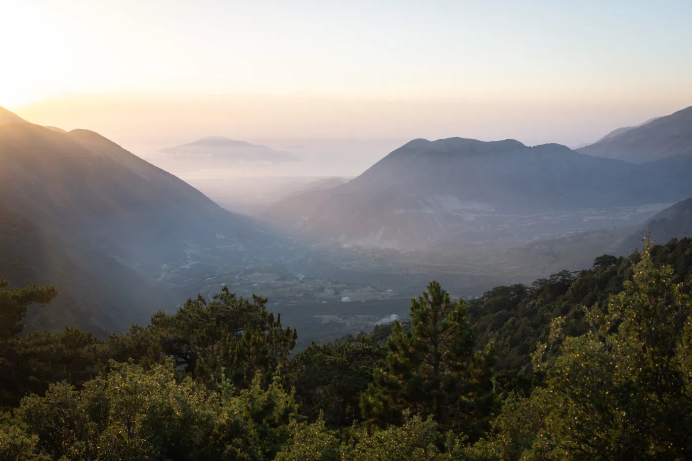 Llogara Pass mountain road with coastal panorama